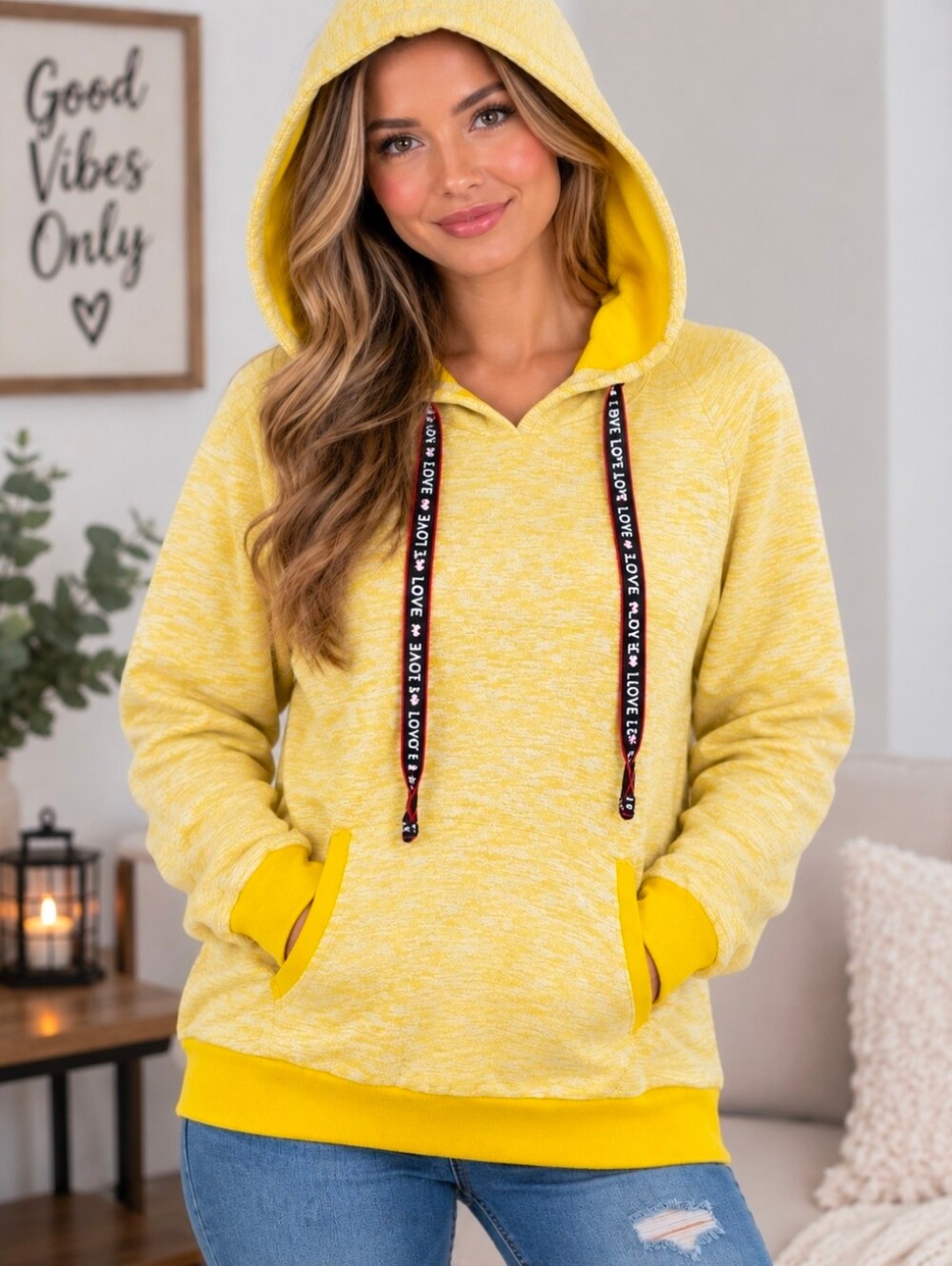 Maribelle Soft Yellow Hooded Pullover Sweatshirt